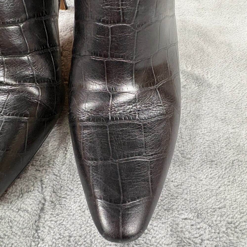 Vince Camuto VC-Aliost Ankle Boots Womens 6.5M Black Croc Embossed Leather - Picture 5 of 16